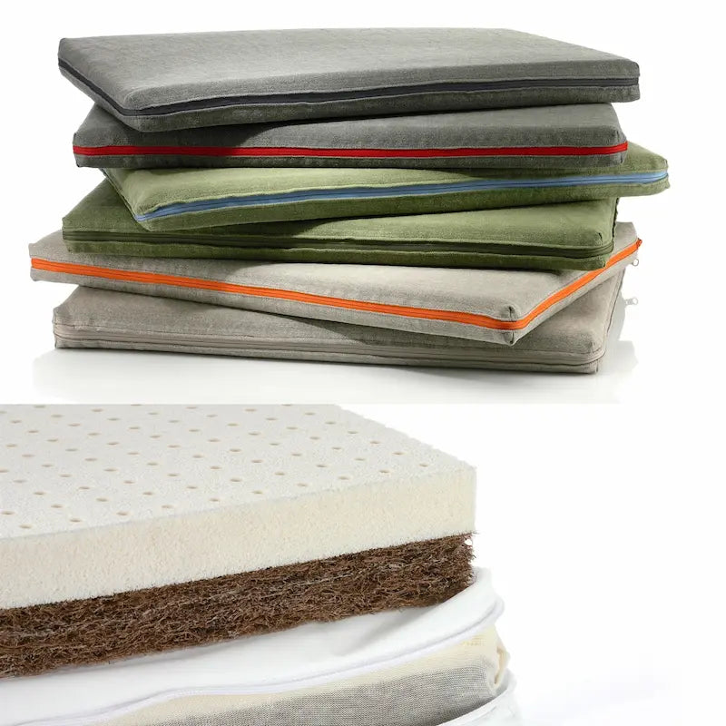 Orthopädische Hundematte Leo in verschiedenen Farben – Graphit, Grün, Beige – mit Kokos-/Latex-Kern für natürliche Druckentlastung und Gelenkschutz. CHILL THE DOG®